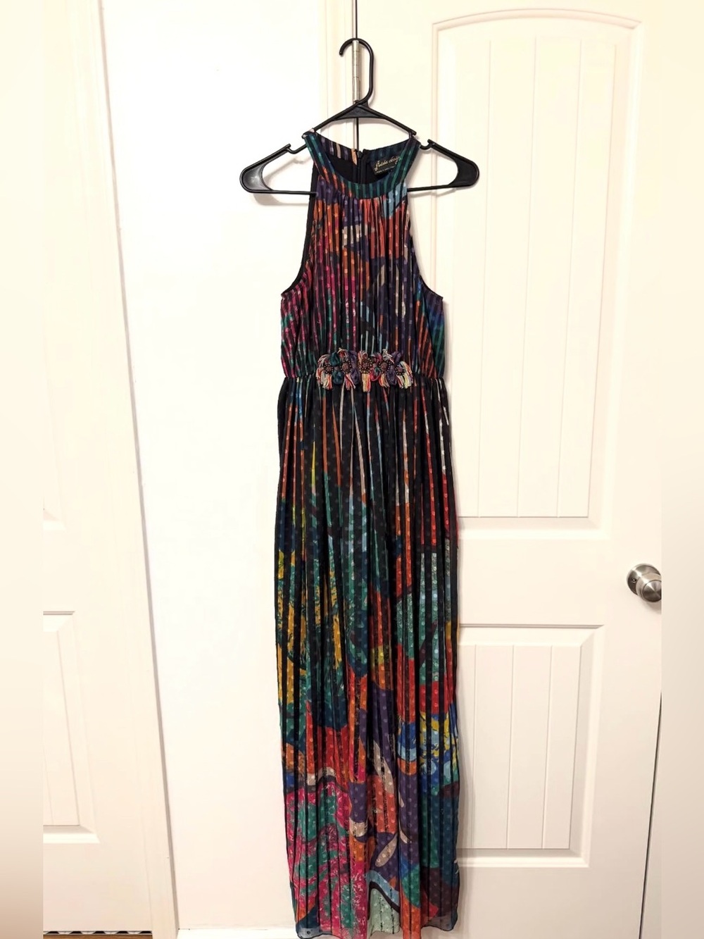Geisha Designs Pleated Maxi Dress with High Neck